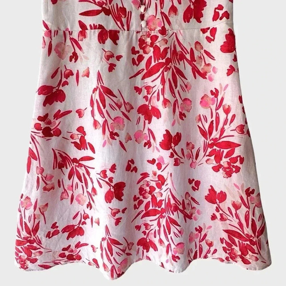 BANANA REPUBLIC NWOT FLORAL LINEN COTTON RUFFLE SLEEVE DRESS | SIZE: 4 - Picture 5 of 10